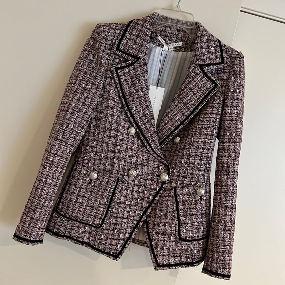 Veronica beard blazer pink black seams size 4